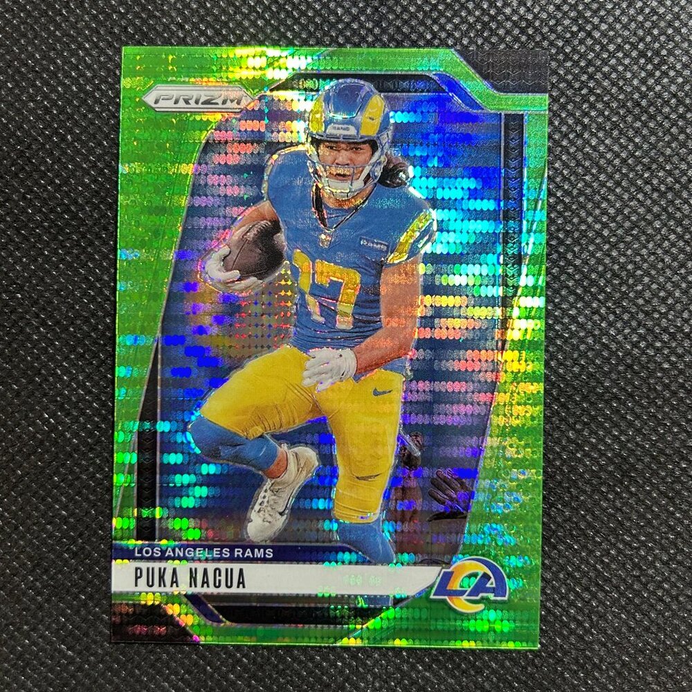 Puka Nacua 2024 Panini Prizm #168 Los Angeles Rams Neon Green Pulsar